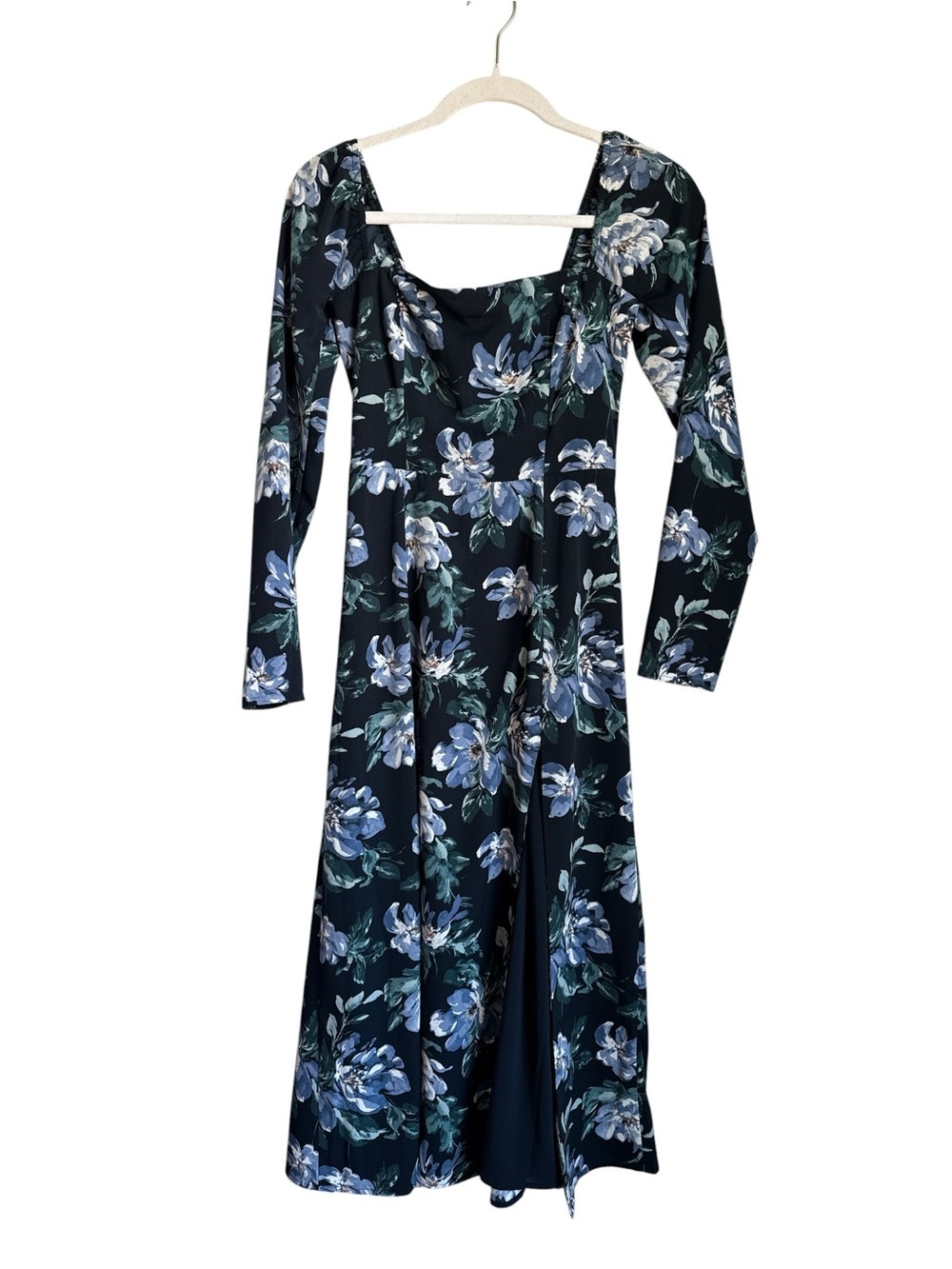 Abercrombie & Fitch Navy Floral Long-Sleeve Maxi Dress